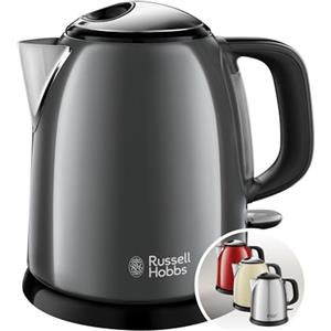 Russell Hobbs Bollitore acqua elettrico, 1 L, 2400 W, Compatto, 3 Tazze, ebollizione rapida, Filtro anticalcare rimovibile e lavabile, Bollitore da viaggio, Acciaio Inox, ColourPlus Grigio 24993-70