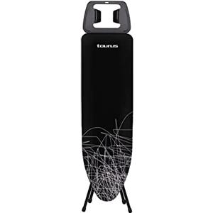 Taurus - Asse da stiro Argenta Black, Altezza regolabile max. 81 cm, Poggiaferro, Fodera in cotone, Superficie di stiratura 32 x 110 cm, Piedini antiscivolo, Nero