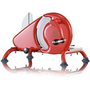 GRAEF. Graef H93 Affettatrice manuale universale, lama seghettata Ø190 mm acciaio inox, taglio 0-15 mm, struttura in metallo, manovella, per pane - Made in Germany, rosso
