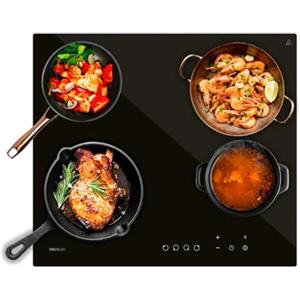 Cecotec Piano Cottura Elettrico Vetroceramica Bolero Squad V 4001. 4 Fuochi, 9 Livelli, 6000W, Controllo Tattile, Blocco di Sicurezza Bambini, Timer, Funzione Keep Warm, Indicatore di Calore Residuo