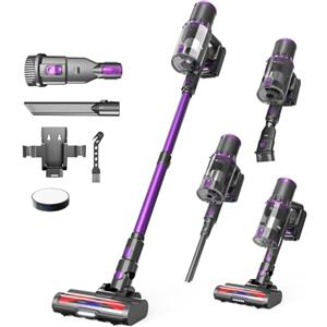 AROEVE DH-XCD05, Aspirapolvere Senza Fili Potente, 500W/45KPA/60Min Scopa Elettrica Senza Fili con Display LED Smart, modalità Automatica, Filtro 7 Stadi, Motore Brushless, Viola, 500 W, 1 Liter