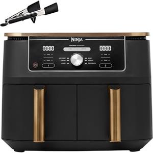 Ninja Foodi Max Dual Zone Friggitrice ad Aria, 2 Cestelli Antiaderenti, 9.5L, 6 in 1, Massima Croccantezza, Senza Olio, Cottura Arrosto, al Forno, Essicazione, 8 Porzioni, Rame/Nero, AF400EUCP
