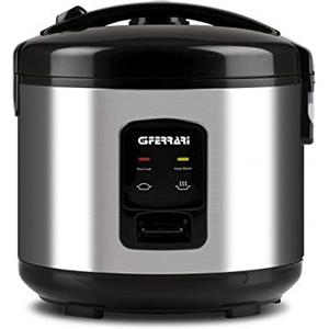 G3 Ferrari G10099 Sakuri So' Cuociriso, 700 W, Grandi capacità 1.8 Litri/10 tazze, Pentola antiaderente rimovibile, Mantenimento in caldo, Vassoio, Cucchiaio per riso, Misurino, Corpo Inox