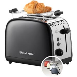Russell Hobbs Tostapane - 2 Fette - Acciaio Inox Nero; Scomparti per toast extra larghi; 6 livelli di doratura; Scongelamento; Funzione solleva e guarda, 1600 W, ColorPlus 26550-56