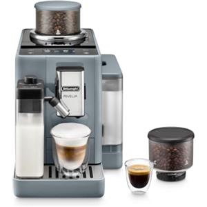 De'Longhi Rivelia Perfetto EXAM440.55.G, Macchina da Caffè Automatica, Chicchi Macinati al Momento, Portachicchi Intercambiabile, Caraffa Montalatte Automatica, Display Touch, Grigio