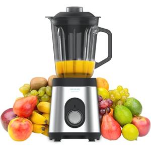 Cecotec Frullatore Power Black Titanium 1000. 1000 W, lama a 6 foglie con rivestimento in titanio nero, caraffa in vetro da 1,5 l, 5 velocità. (1000 W, Inox)