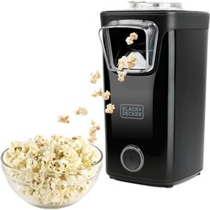 BLACK+DECKER BXPC1100E - Macchina per Popcorn 1100 W | Senza Olio | Pronta in 3 min | Cottura ad Aria Calda | Grande Capacità | Cupola Trasparente | Base Antiscivolo | Misurino Multifunzionale