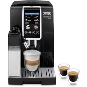 De'Longhi Dinamica Plus ECAM382.70.B, Macchina Automatica per Caffè in Chicchi, Macchina Cappuccino con Tecnologia LatteCrema, Macchina Espresso con 18 Ricette, Schermo TFT 3,5", 1450W, Nero