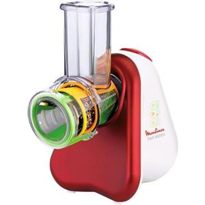 Moulinex Fresh Express 3 in 1, Affettatutto, Grattugia Elettrico, 3 Funzioni di Taglio, 200 W, Rosso, DJ7535