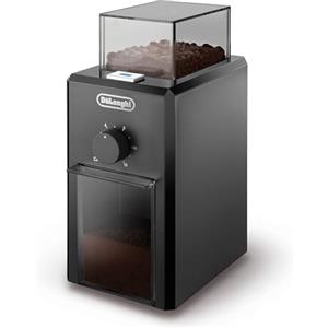 De'Longhi KG79 Macinacaffè elettrico, Macinacaffè professionale a Pressione con 16 Livelli di Macinatura, Pulsanti soft touch, Fino a 12 tazze, Dispositivo di sicurezza, Nero
