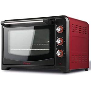 Girmi FE42 Forno Elettrico Ventilato, 2000 W, 42 Litri, Ventilazione, Luce interna, Griglia Inox, Funzione di cottura, Base, Grill, Combinata, Accessori inclusi, Rosso/Nero