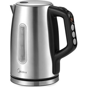 Midea 1,7 Litri Bollitore Elettrico Temperatura Regolabile, 5 Livelli di Temperatura, Acciaio Inox, Kettle 2200 W con Finestra di Visualizzazione, Funzione di Mantenimento in Caldo, Base a 360°