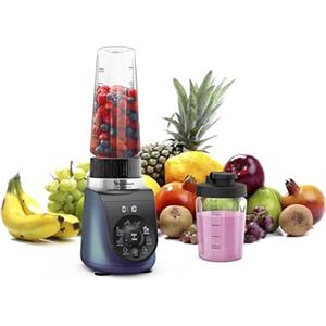 Moulinex Blend Up, Frullatore Potente, 1000 W, 8 Programmi Automatici, Lame Powelix, Pulizia Automatica, Contenitori da Viaggio, Tritaghiaccio, App Connessa, LM19H4