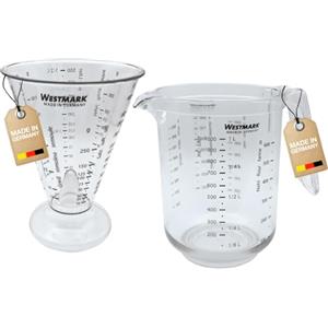 Westmark Set, 2 Pezzi, 1 Caraffa Graduata + 1 Misurino a Imbuto con Cono di Misurazione, Multilingue e con Diverse Unità di Misura, Capacità: 0,5 + 1 L, Gerda, Plastica, Trasparente, 306822E7