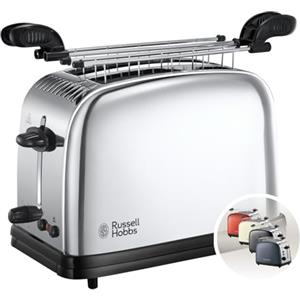 Russell Hobbs Tostapane - 2 Fette - Acciaio Inox Lucidato; Scomparti per toast extra large; 6 livelli di doratura; Funzione di scongelamento, Tecnologia di toast rapido, 1670 W, Victory 23310-56