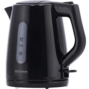 SEVERIN WK 3410 Bollitore Elettrico 2200 W di alta qualità con sistema Central Cordless, Teiera elettrica con filtro anticalcare e capacità di 1 litro, Bollitore per acqua, Nero