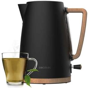 Cecotec Bollitore Elettrico ThermoSense 200 Woody, 1,7 Litri, 2200 W, Acciaio Inox, Design Elegante, Base Girevole 360º, Filtro Anticalcare Rimovibile e Lavabile