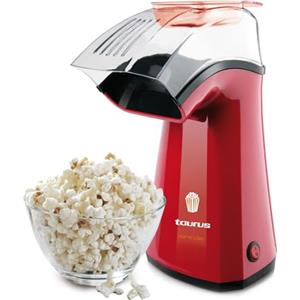 Taurus - Macchina per popcorn Pop'N'Corn | 1100W | Senza olio | Compatta e portatile | Cottura ad aria calda | Veloce | Dosatore tappo incluso | Rossa