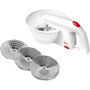 ARDES - ARPASS01 Passaverdure Elettrico Macchina per Passati Puree Creme Pappe con 3 Dischi da Taglio in Acciaio Inox Facile da Usare con Ogni Ciotola