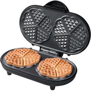 Bestron Waffle Maker, piastra per waffle doppio a forma di cuore, macchina per waffle con antiaderente & indicatoro luminso, collezione Sweet Dreams, 1200 watt, colore: Nero Opaco