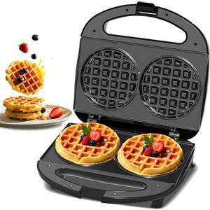 YASHE Mini Waffle Maker Doppio, Macchina per Waffle per Bambini, Piastra Doppia Antiaderente, Ideale per Colazioni, Feste in Famiglia, Compleanni, Pasqua e Natale