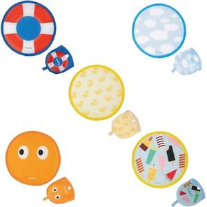 Fisura - Ventaglio rotondo pieghevole confezione mista da 5 pezzi stampati. Ventilatore a mano pieghevole originale. Frisbee pieghevole. 5 pezzi. Ventaglio portatile per feste. 20 cm., Stampa mista, 5