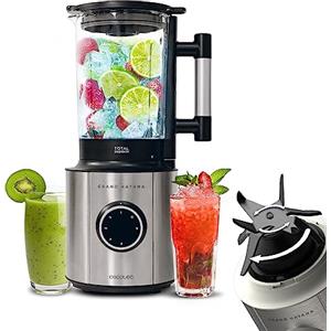 Cecotec Vessel Blender 2700 W Grand Katana 18 TOTAL Distruggi B. Jare resistente al thermor di vetro da 1,8 L, Acciaio inossidabile, Tecnologia totale di Daddastroy, 8 fogli, 5 velocità