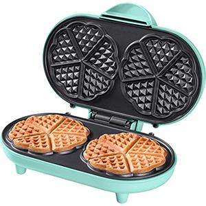 Bestron Waffle Maker, piastra per waffle doppio a forma di cuore, macchina per waffle con antiaderente & indicatoro luminso, collezione Sweet Dreams, 700 watt, colore: Verde