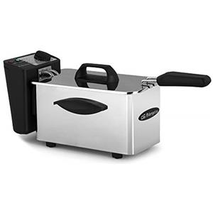 Orbegozo FDR 16, Friggitrice ad olio 1,5 litri, 1500 W, termostato regolabile, facile da pulire, posizione di scarico dell'olio, maniglie laterali cool touch, acciaio inossidabile