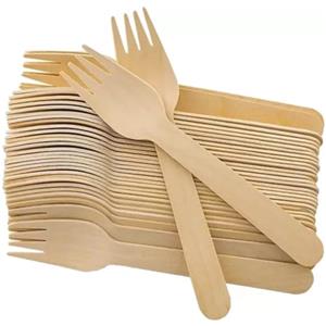 PARENCE.- Set di 100 forchette in legno - Posate in legno usa e getta, forchette Utensili ecologici e biodegradabili per feste, compleanni, campeggio, picnic 100 pezzi - 15,6 cm