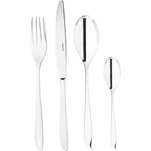 Sambonet Leaf 52163-G2 - Set di Posate da Tavola monoblocco in acciaio inox 18/10, per 12 persone, 48 pezzi: 12 forchette, 12 cucchiai, 12 coltelli, 12 cucchiaini da tè