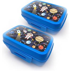 Fackelmann Set 2 Lunch Box Contenitori Alimentari Astronauta con Chiusura a Clip, Portapranzo in Plastica BPA-Free per Scuola e Gite, Lavabile in Lavastoviglie e Sicuro per gli Alimenti