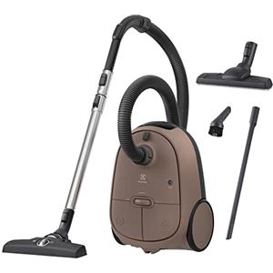 Electrolux EB61C3WBL Aspirapolvere con sacco, Serie 600, Elevata Filtrazione, Aspirapolvere Potente 750W, 3,5L Capacità Sacchetto, a traino, Silenzioso 75 dB, Marrone noce