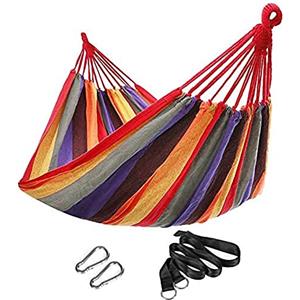 SONGMICS GDC210 Amaca da Campeggio, Branda Sospesa, Capacità di Carico di 300 kg, Multicolore (Strisce)