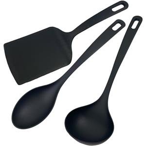Fackelmann Set 3 Mestoli Cucina in Nylon Antigraffio, Utensili Antiaderente: Mestolo, Cucchiaio da Servizio, Paletta Lasagne - Resistenti al Calore 200°C, Lavabili in Lavastoviglie e Leggeri