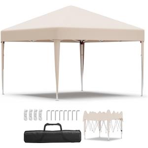 JUMMICO Gazebo 2x2 Pieghevole Impermeabile，Gazebo Pieghevole Regolabile in Altezza,Gazebo da Giardino Protezione UV 50+,Gazzebo Da Giardino Campeggio Esterno Piscina Fiere,Beige