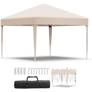 JUMMICO Gazebo 3x3 Pieghevole Impermeabile，Gazebo Pieghevole Regolabile in Altezza,Gazebo da Giardino Protezione UV 50+,Gazzebo Da Giardino Campeggio Esterno Piscina Fiere,Beige