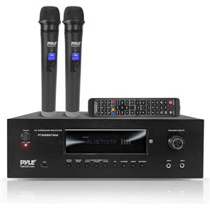 Pyle Amplificatore Audio Karaoke Bluetooth 1000 Watt per Home Theater, Ricevitore Stereo 5.2-Ch con 2 Microfoni UHF, MP3/USB/HDMI/AM/FM, Nero