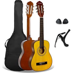 3rd Avenue Pacchetto beginner con chitarra acustica spagnola classica junior di dimensioni 1/4 XF 3rd Avenue, con corde in nylon, custodia da trasporto, capotasto e plettri - Naturale