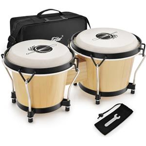 Eastar Bongo Drum 6" + 7" Per Adulti Bambini Principianti Professionisti Strumenti a Percussione Accordabili In Legno Tiglio EBO-1 naturale