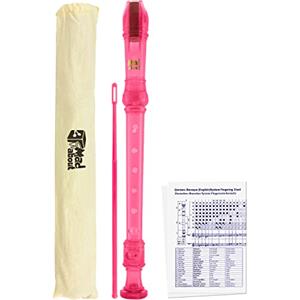 Mad About Rec01 Flauto Dolce Soprano con Custodia, Scovolino per Pulizia e Tabella per Diteggiatura, Rosa