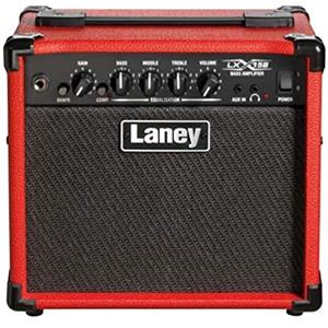 Laney LX15B Bass Amp - 3 EQ Combo Pratica portatile Amplificatore di chitarra perfetta per i principianti. Cuffia per la pratica silenziosa e Aux per incepparti. - 15 watt - rosso