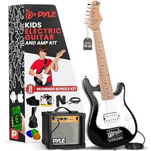 Pyle Starter Kit Chitarra Elettrica Bambini con Amplificatore, Chitarra per Bambini da 76,2 cm, Chitarra Elettrica con Amplificatore da 10 Watt e Accessori Completi