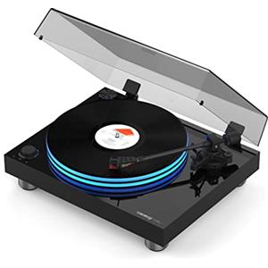 Reloop Turn 7 - Giradischi HiFi a cinghia con Ortofon 2M Red, giradischi in acrilico con illuminazione a LED, motore decentrato