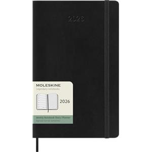 Moleskine Weekly Planner, Agenda Settimanale 2026 12 Mesi Con Spazio Per Note, Con Copertina Morbida e Chiusura Elastica, Formato Large 13 x 21 cm Colore Nero