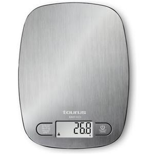 Taurus - Bilancia da Cucina Digitale Easy Inox | Fino a 5 kg | Per Solidi e Liquidi | 4 Sensori di Precisione | Pannello in Acciaio Inox | Spegnimento Automatico | Indicatore Batteria
