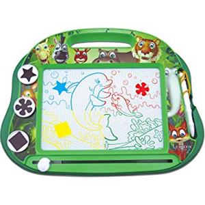 Lexibook, Animali, Lavagna Magica da Disegno Multicolore, Giocattolo Creativo Artistico per Bambine e Bambini, Penna Stilo e timbri, Verde, CRANX550