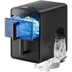 DREAME Aura Macchina per Ghiaccio a Cubetti Cavi con Produzione Rapida in 6 Minuti, Serbatoio e Cestello Separati, due Dimensioni di Cubetti, Controllo Digitale, Luce LED e Funzione Autopulente