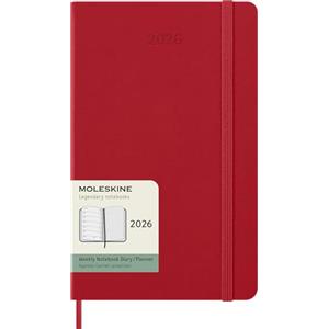Moleskine Weekly Planner, Agenda Settimanale 2026 12 Mesi Con Spazio Per Note, Con Copertina Rigida e Chiusura Elastica, Formato Large 13 x 21 cm Colore Rosso