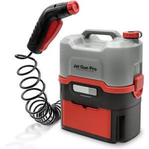 ERRECOM JET GUN PRO+, Idropulitrice Portatile a Batteria con Cassetto Accessori, Serbatoio Acqua da 8 L, Tubo Spiralato 3 m, Peso 2,9 kg